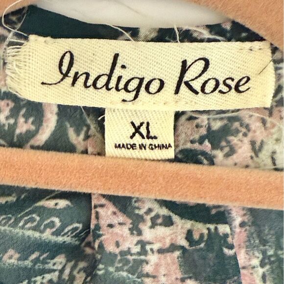 Indigo Rose - Very Flowy Paisley Print Long Sleeve Dress - size XL - Picture 3 of 8